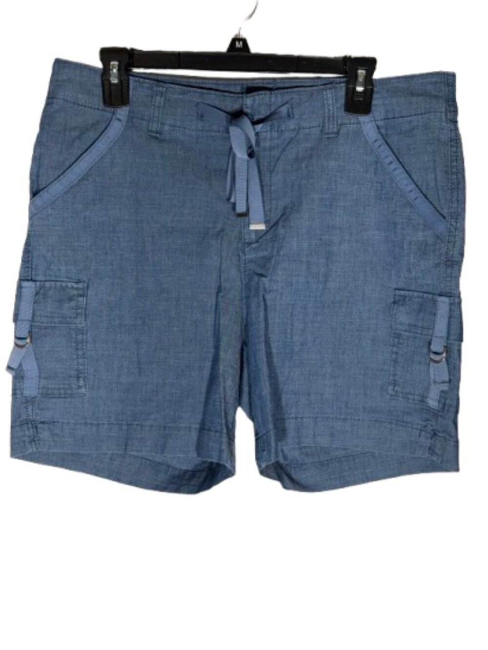 Lee‎ Women's Regular Fit Mid Rise Cargo Shorts Blue Chambray Size 12 Medium